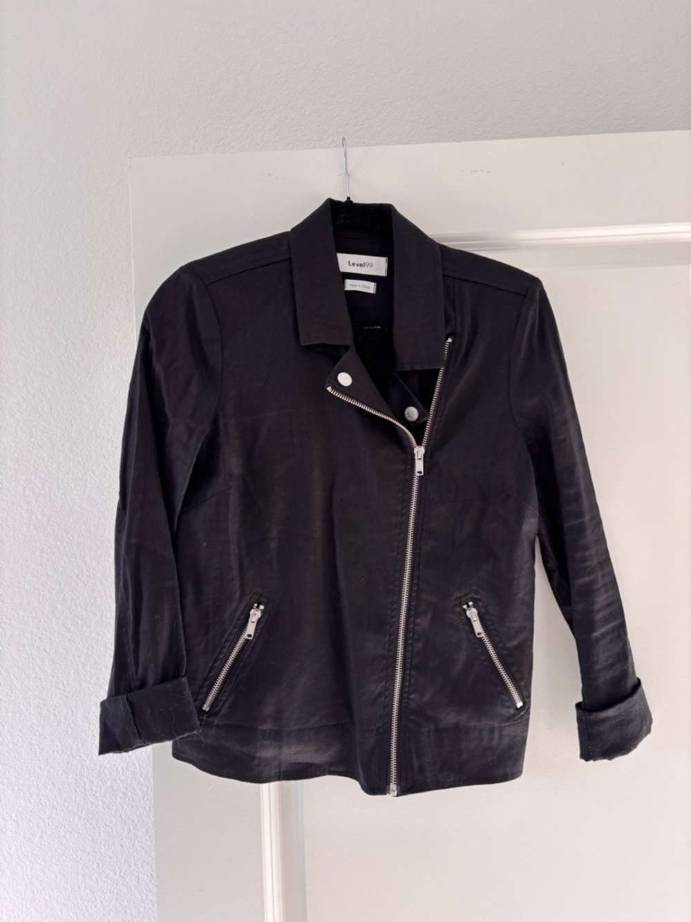 Anthropologie Level 99 Black Women's Linen Zip Jacket sz Small